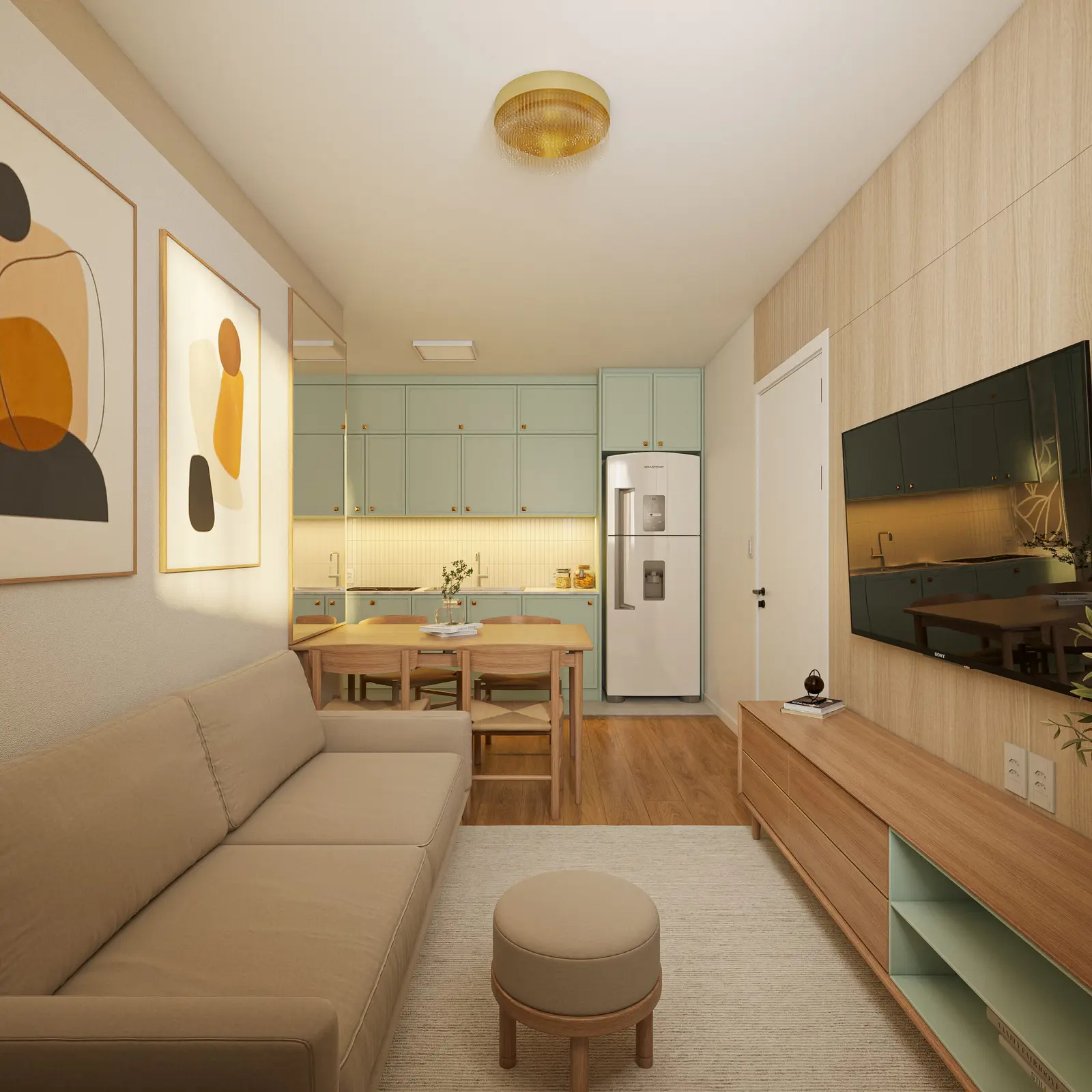 Living do apartamento decorado