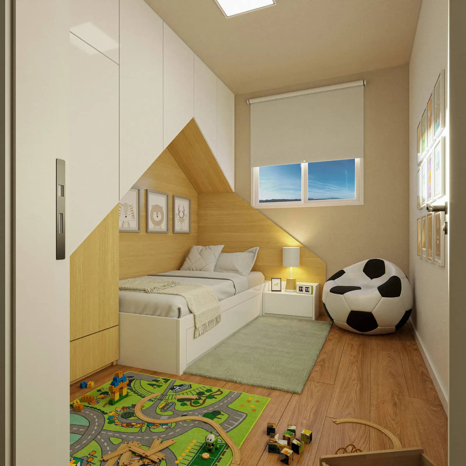 Dormitório do apartamento decorado