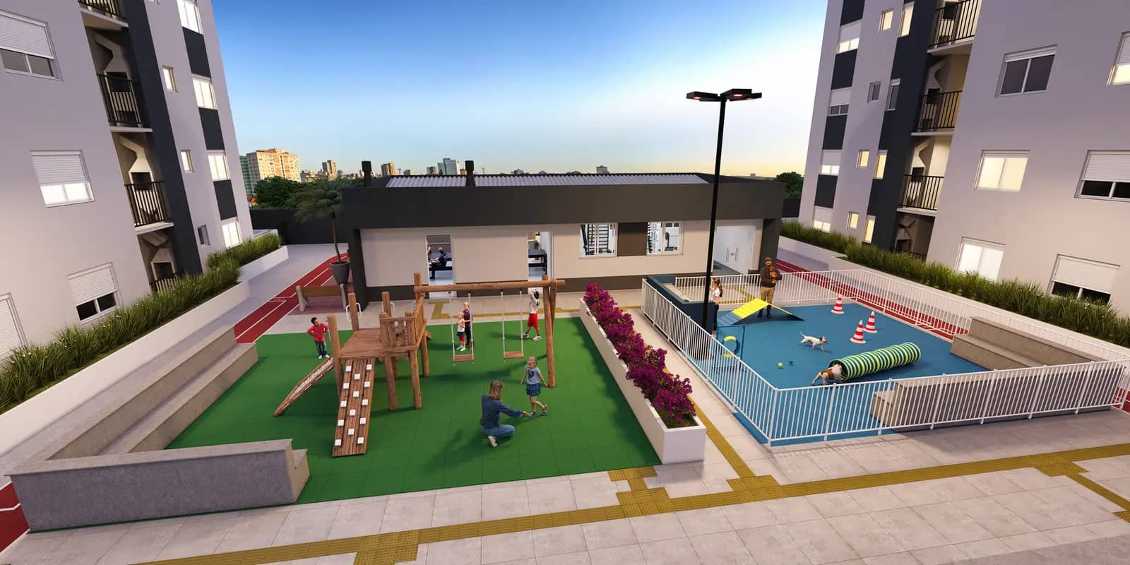 Playground e piscina infantil do Residencial Athena