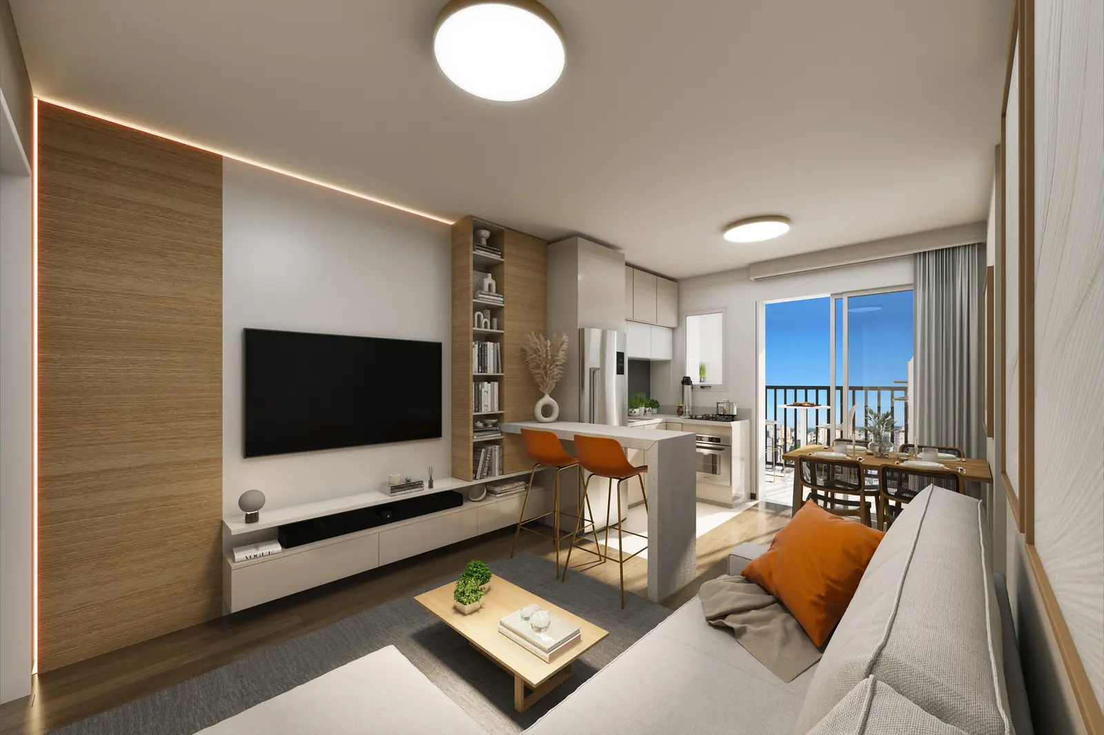 Sala de estar do apartamento decorado