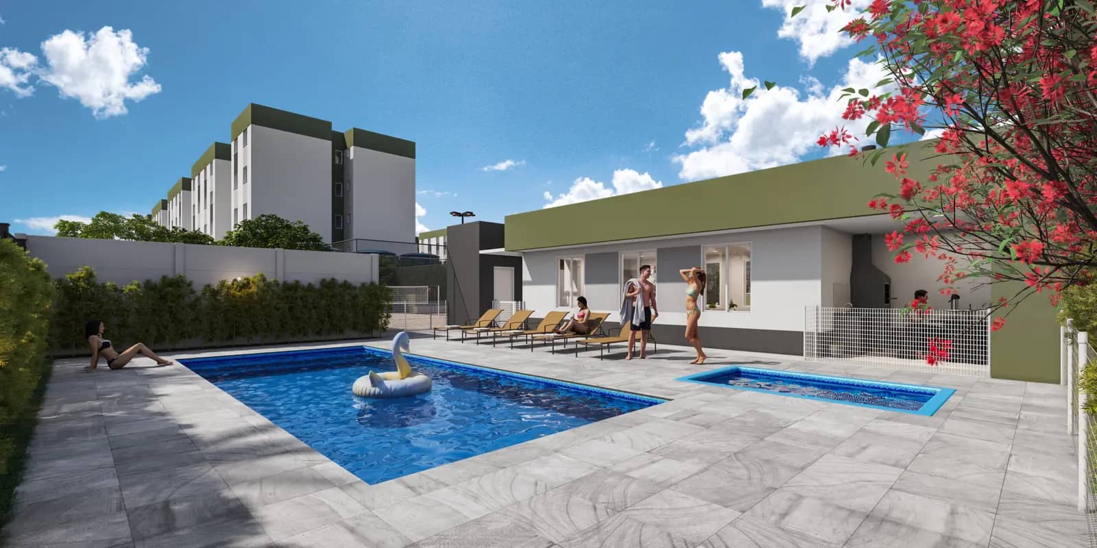 Piscinas adulto e infantil do Residencial Dublin