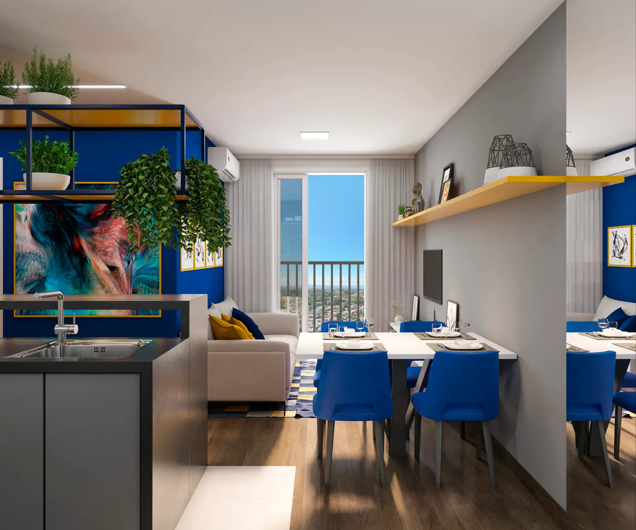 Living do apartamento decorado