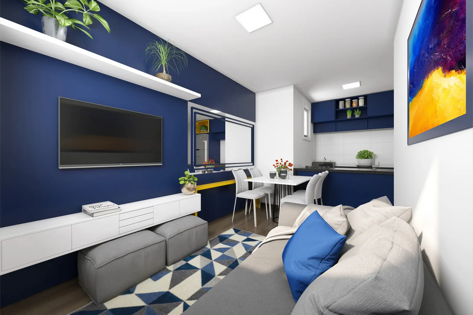 Sala de estar do apartamento decorado