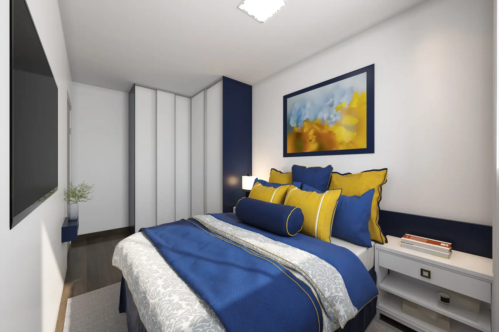 Dormitório de casal do apartamento decorado