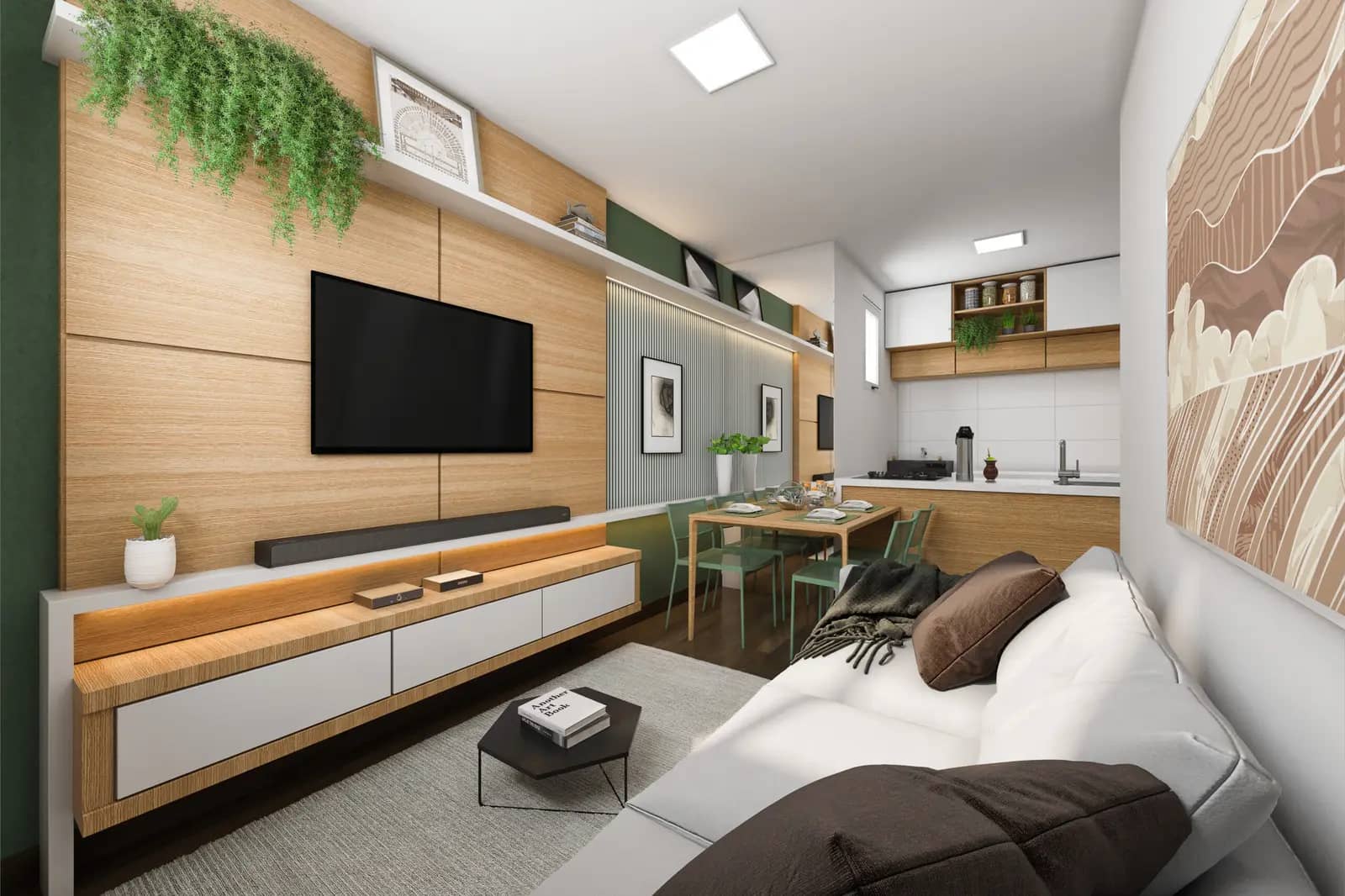 Sala de estar do apartamento decorado