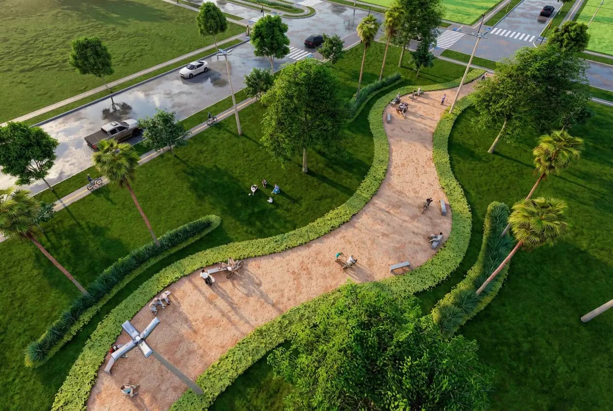 Pista de caminhada entre jardins (imagem ilustrativa do projeto)