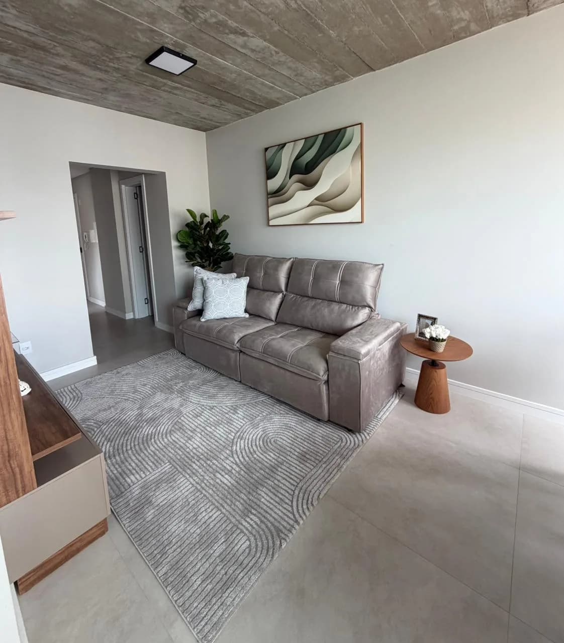 Sala de estar com sofá e tapete