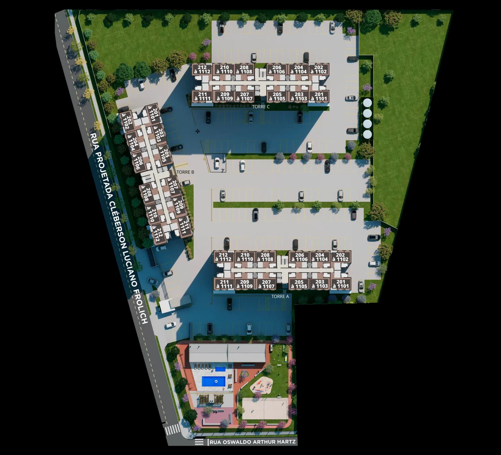 Implantação do condomínio Residencial Viena