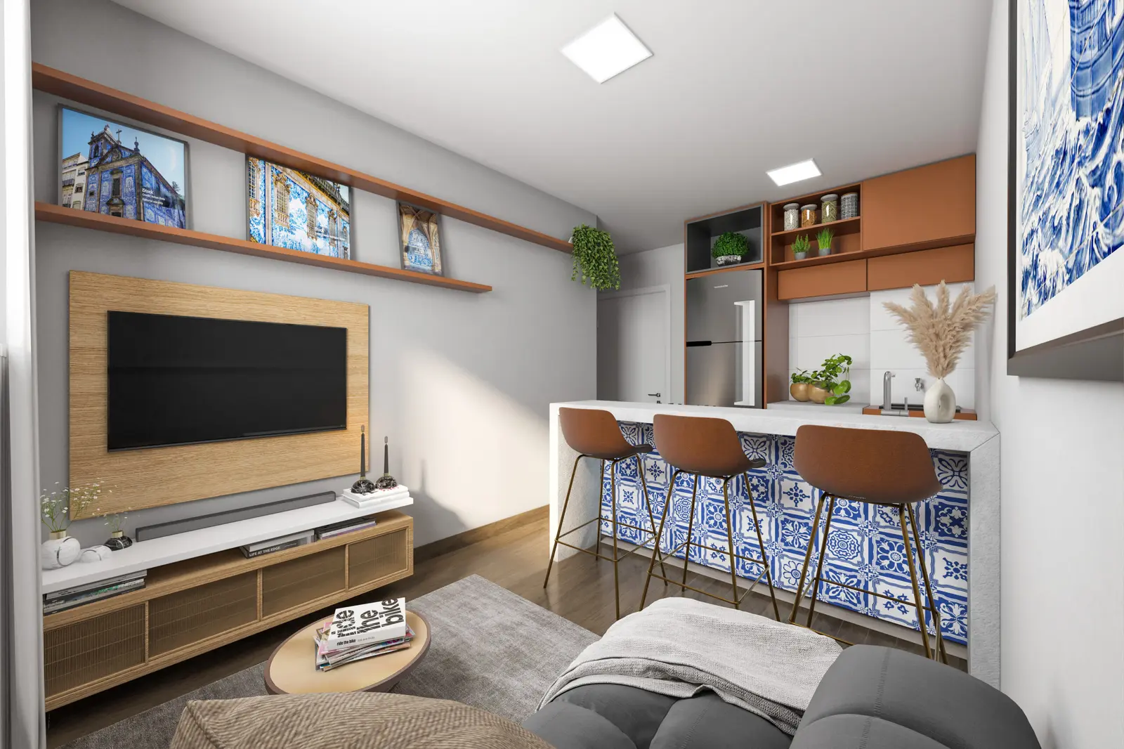 Living do apartamento decorado