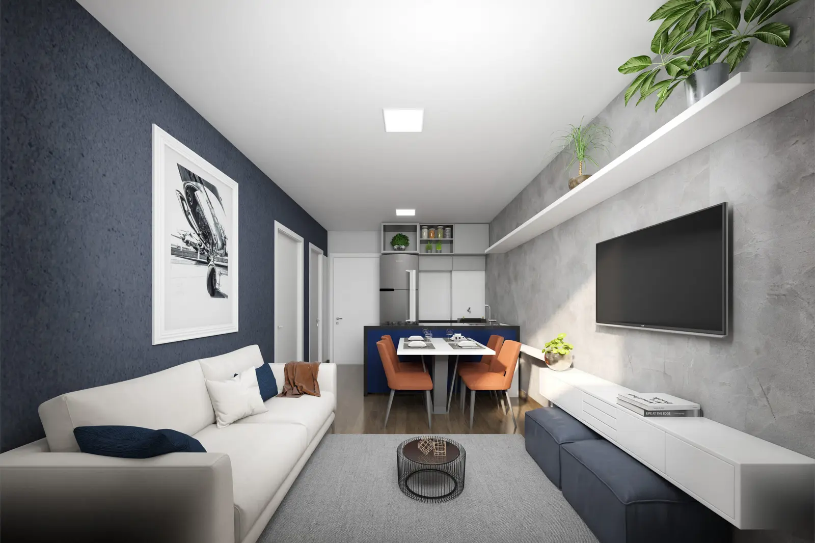 Sala de estar do apartamento decorado