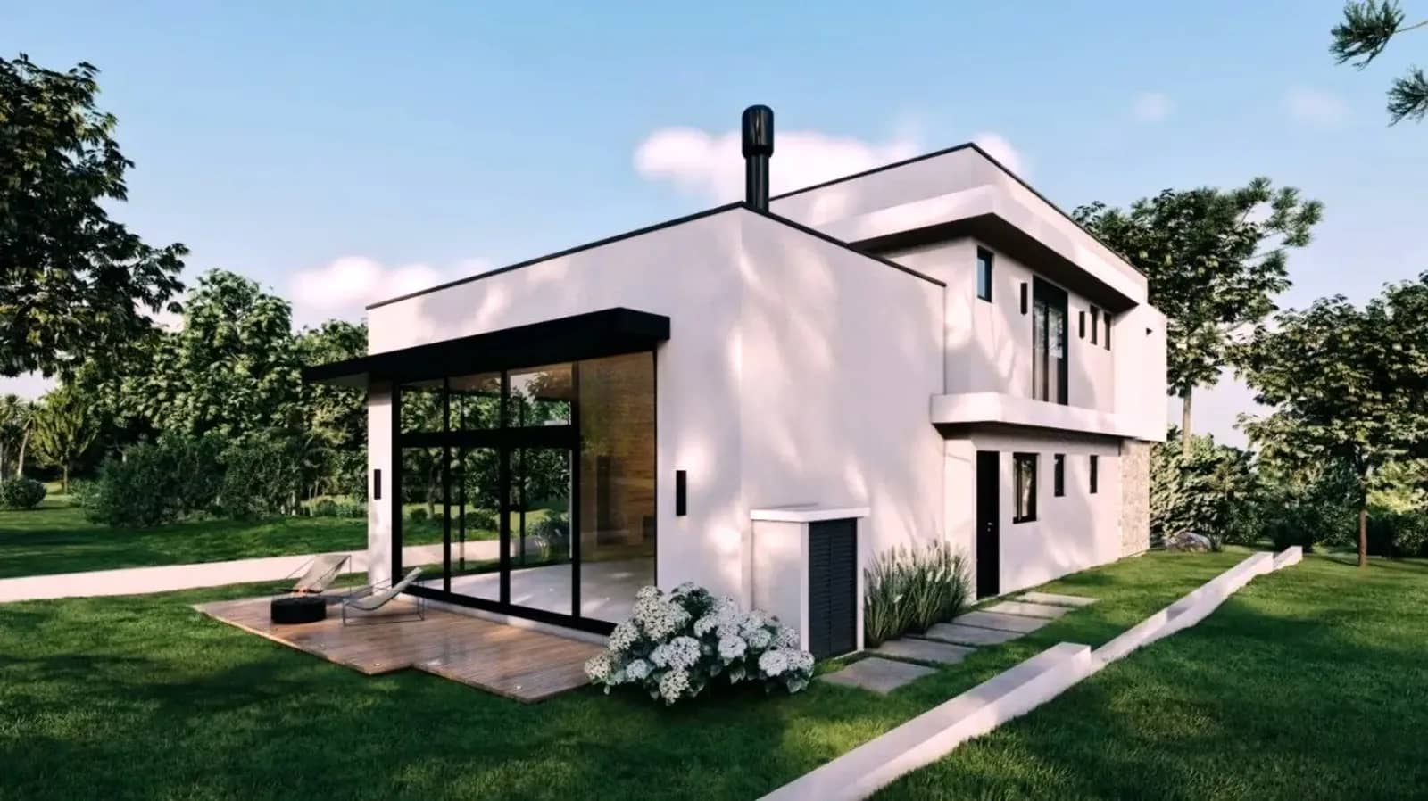 Casa com amplas janelas de vidro (imagem ilustrativa)