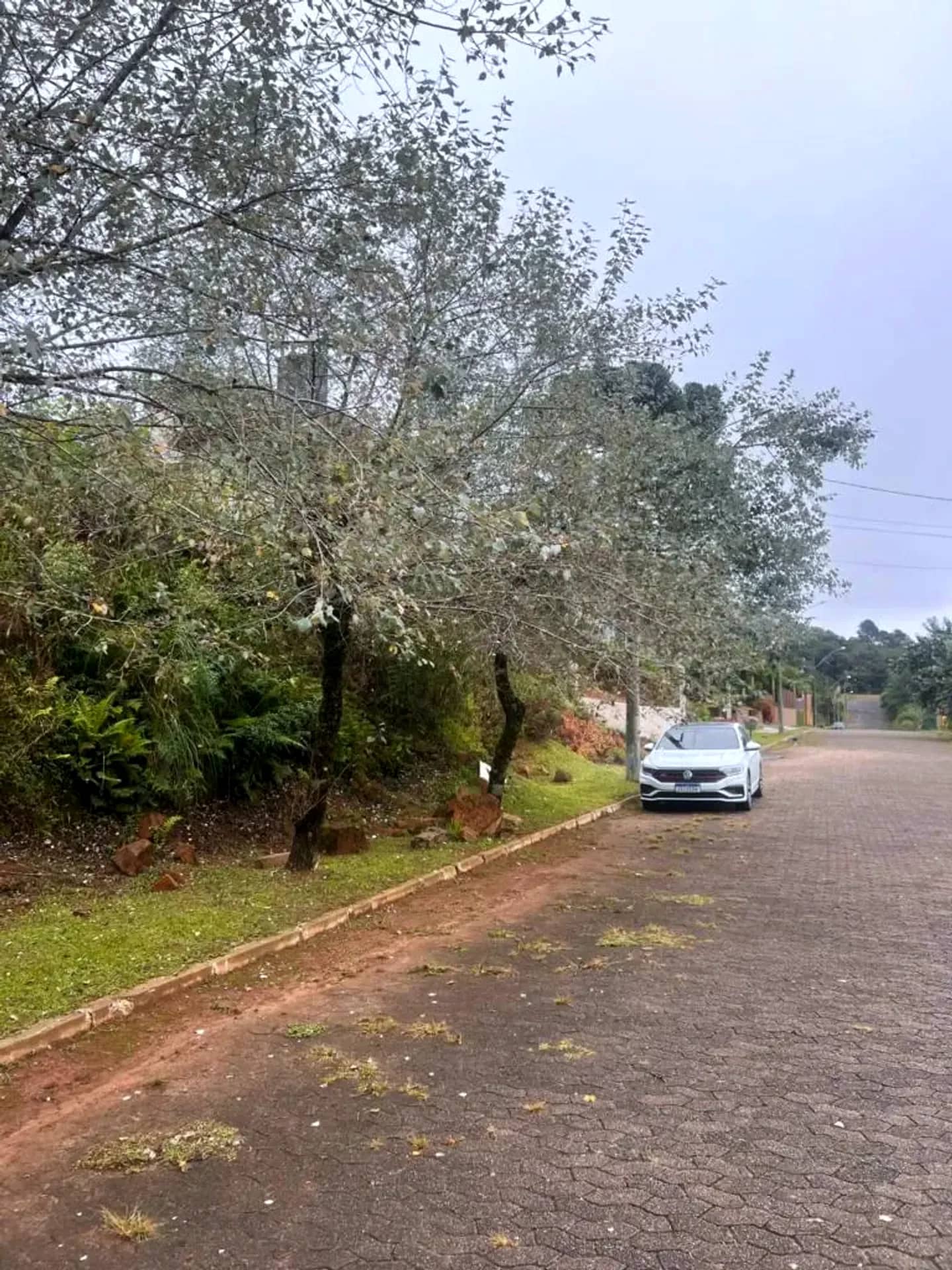 Rua calçada em frente ao terreno de 600 m² no Vale das Colinas, em Gramado