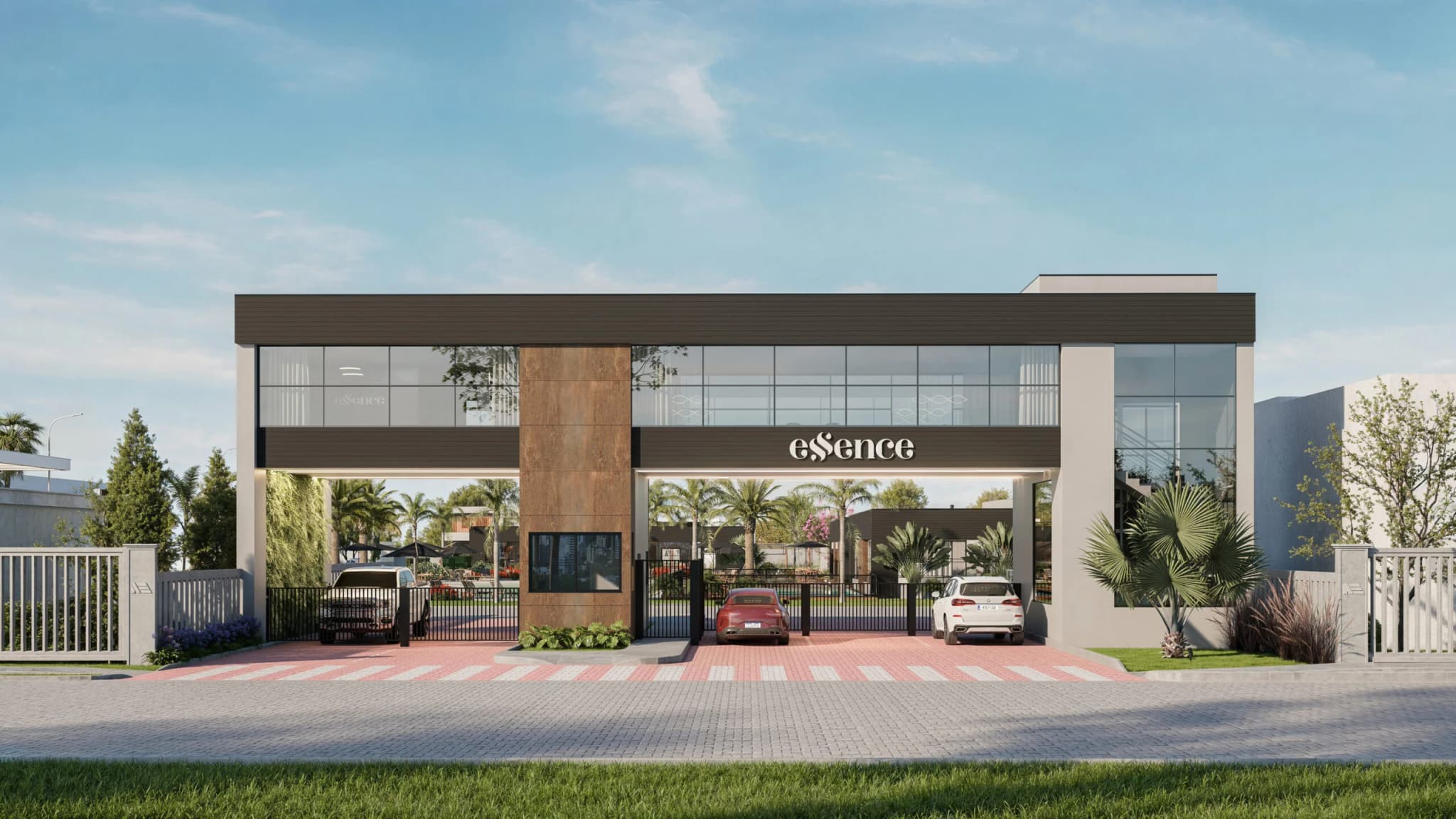 Render da portaria do Essence Condomínio Clube, em Canoas.