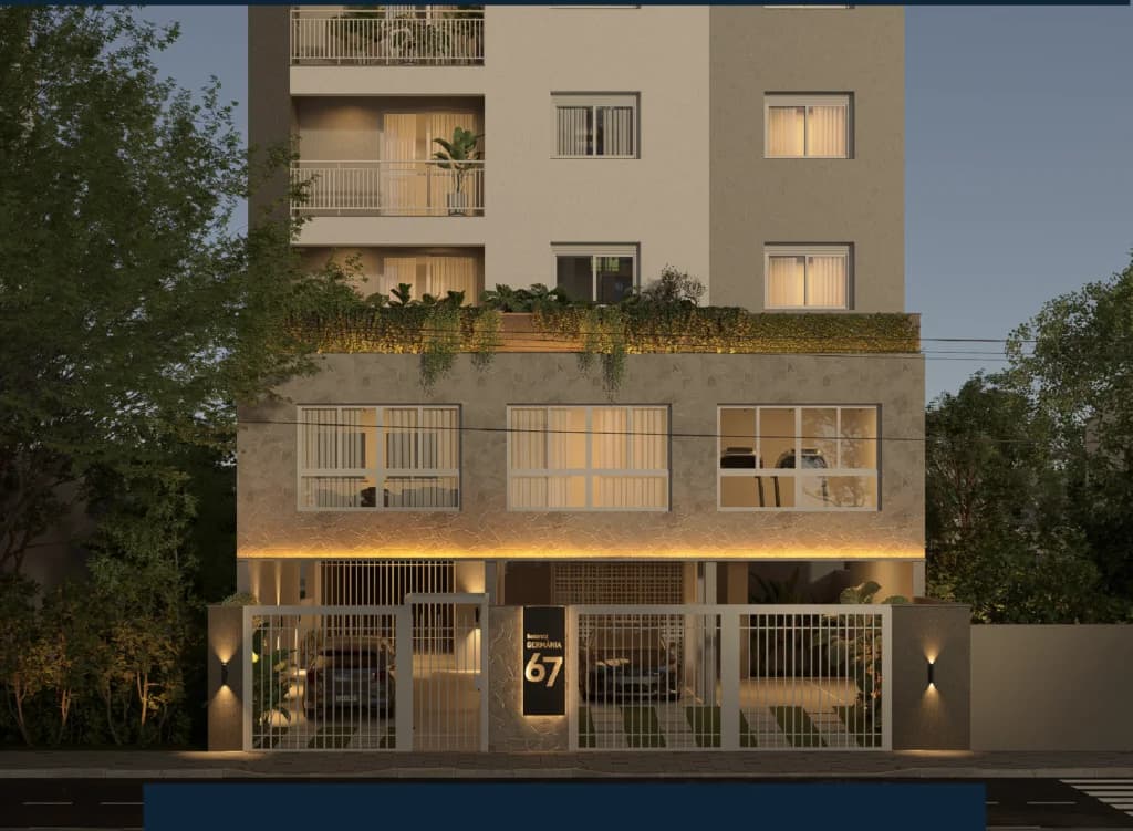 Render da fachada do Germânia 67, torre única no Centro de Canoas.