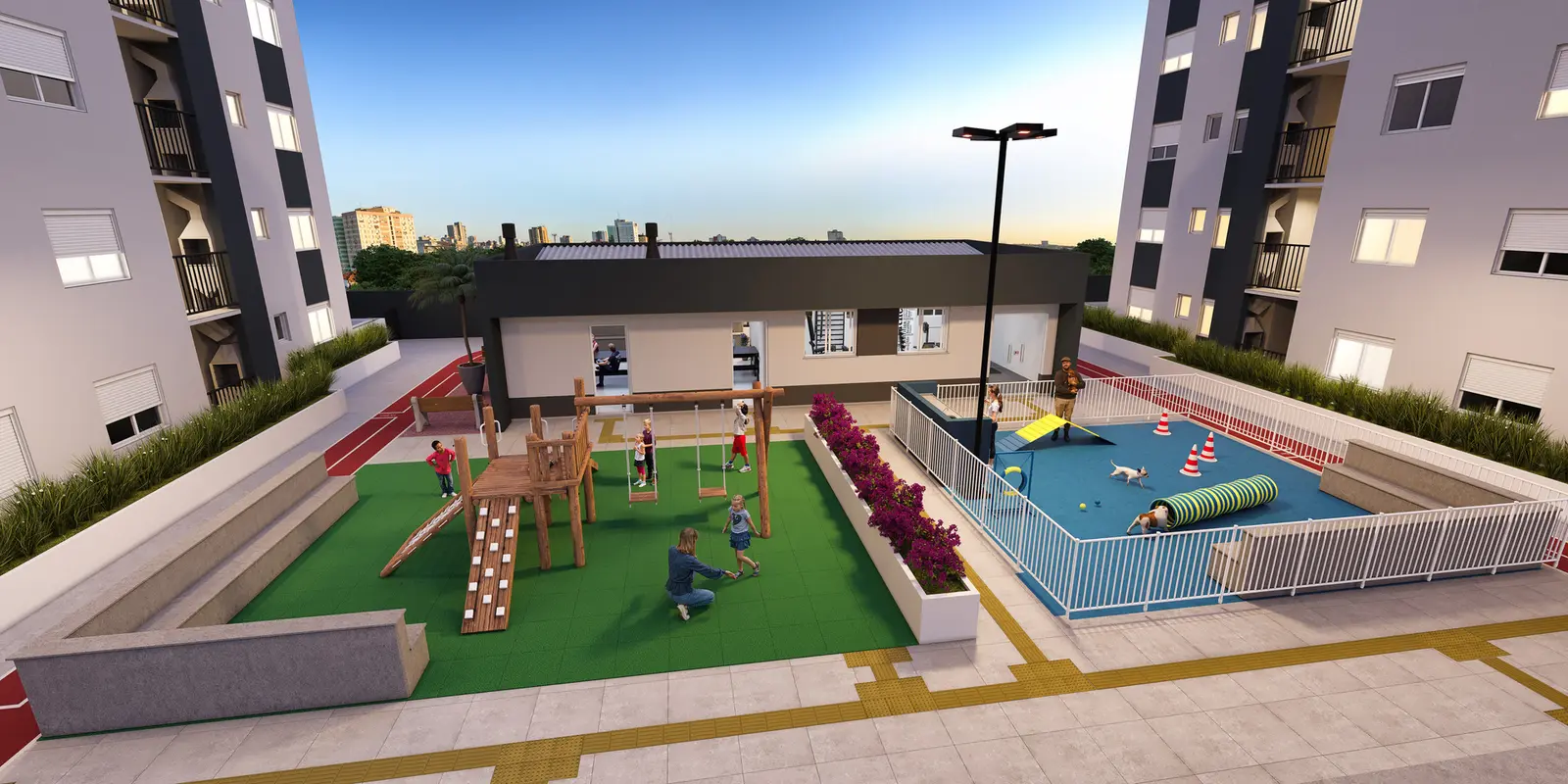 Playground e piscina infantil do Residencial Athena