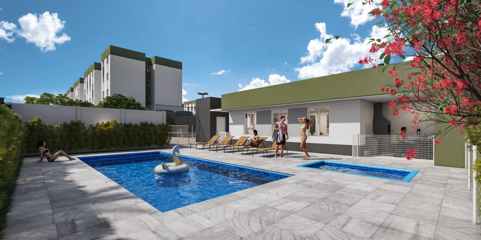 Piscinas adulto e infantil do Residencial Dublin