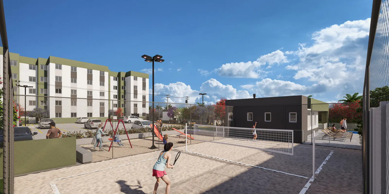 Quadra de beach tennis do Residencial Dublin
